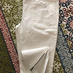 Loft white ankle zipper pants